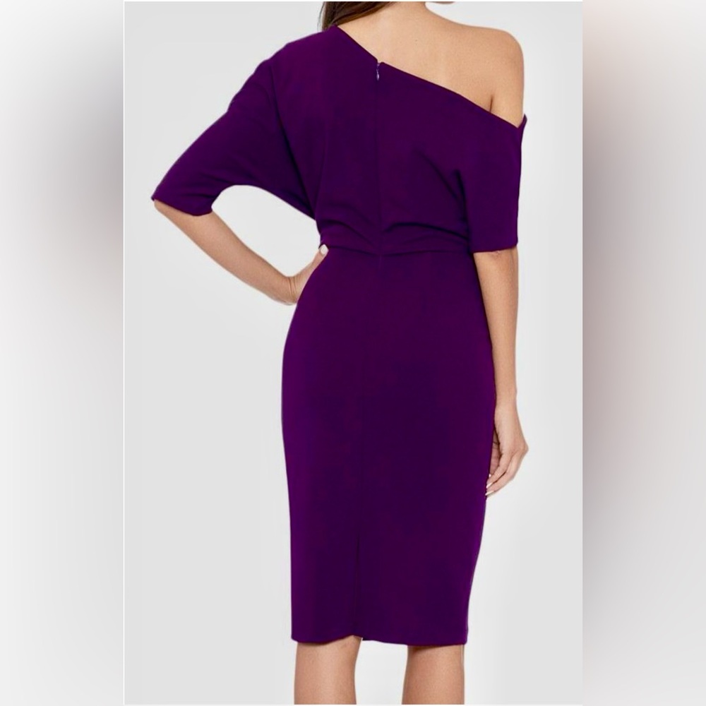 Betsy & Adam Women's Purple One Shoulder Blouson Sheath Dress Sz 4